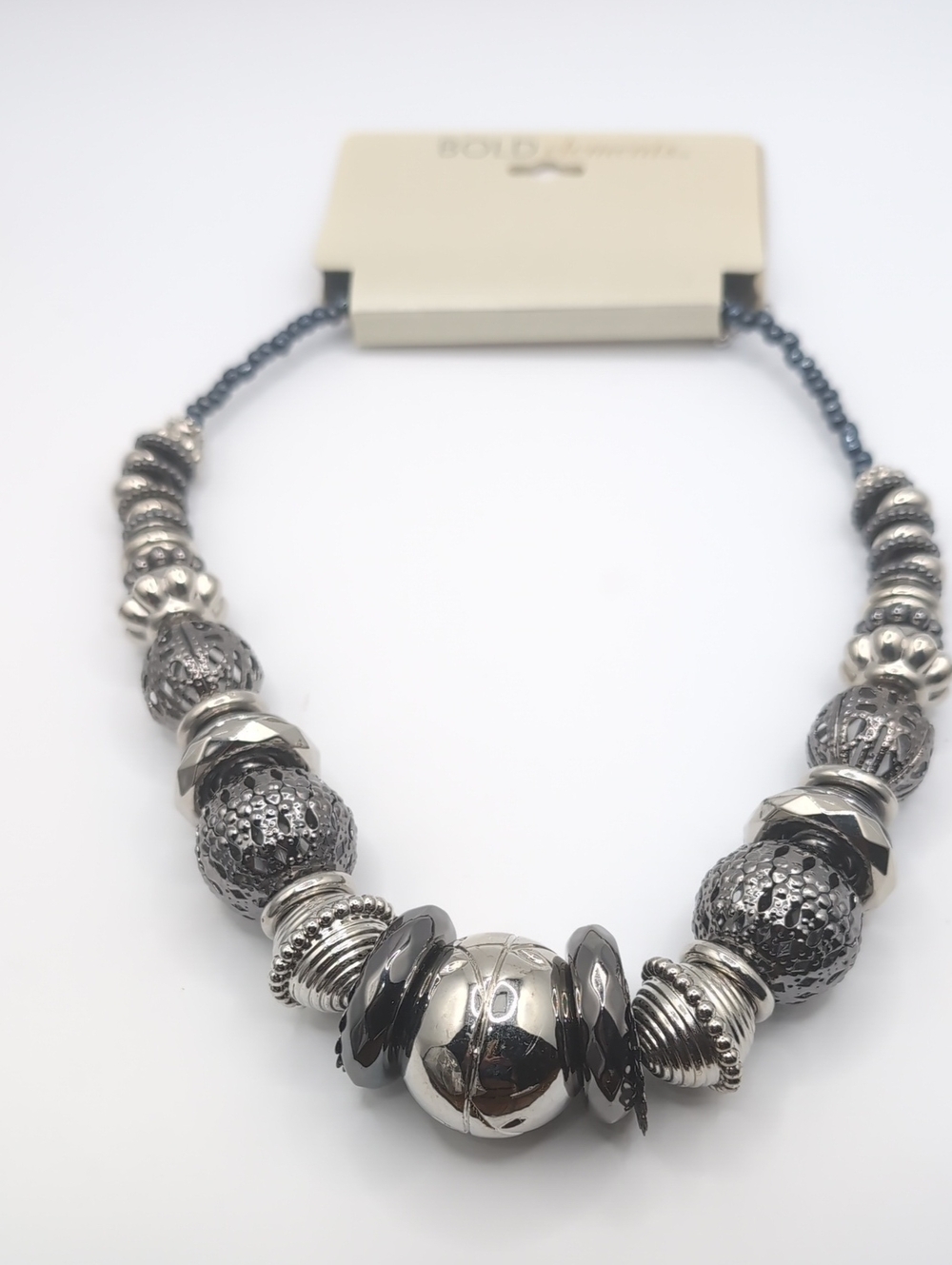 BOLD ELEMENTS Silvertone Short Statement Chunky Necklace NWT $22